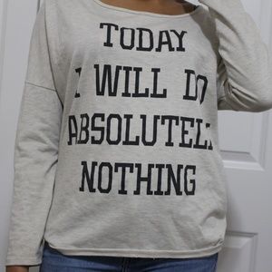 Tan Sweater with black writing